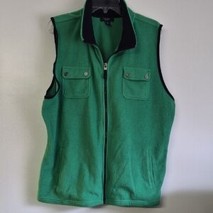 Chsps Womens Green Fleece Zip Front Vest Sz 2X